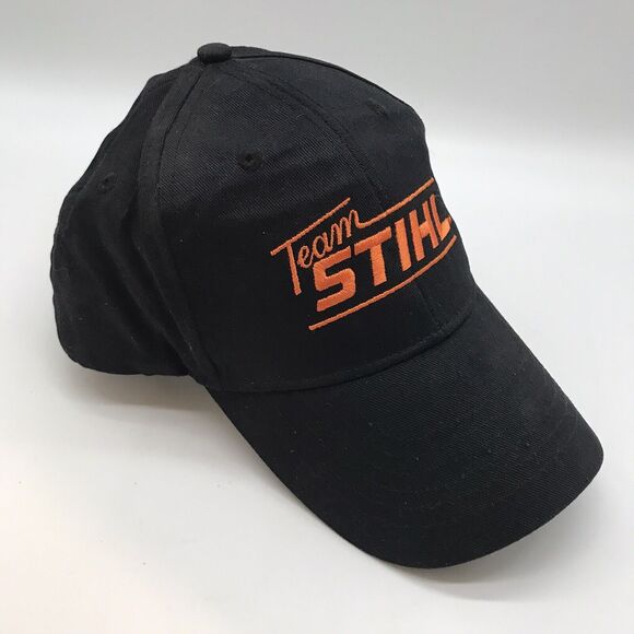 Team Stihl Embroidered Logo Ball Cap Hook & Loop Black Cotton Chainsaw Dad Hat - Picture 2 of 8